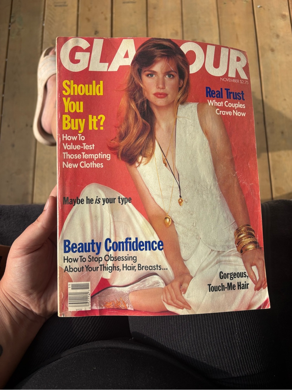 Vintage Glamour Magazine Cover — Red & White Fashion Portrait